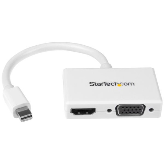 StarTech.com Travel A/V Adapter: 2-in-1 Mini DisplayPort to HDMI or VGA Converter - White Image