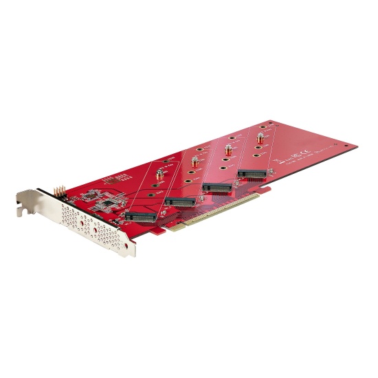 StarTech.com Quad M.2 PCIe Adapter Card, PCIe x16 to Quad NVMe or AHCI M.2 SSDs, PCI Express 4.0, 7.8GBps/Drive, Bifurcation Required, Windows/Linux Compatible Image