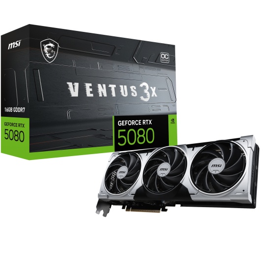 MSI VENTUS GEFORCE RTX 5080 16G 3X OC PLUS graphics card NVIDIA 16 GB GDDR7 Image