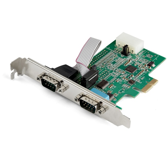StarTech.com 2-port PCI Express RS232 Serial Adapter Card - PCIe RS232 Serial Host Controller Card - PCIe to Dual Serial DB9 Card - 16950 UART - Expansion Card - Windows & Linux Image