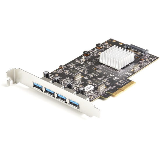 StarTech.com 4-Port USB PCIe Card - 10Gbps USB 3.1/3.2 Gen 2 Type-A PCI Express Expansion Card with 2 Controllers - 4x USB-A - USB PCIe Add-On Adapter Card - Windows/Mac/Linux Image