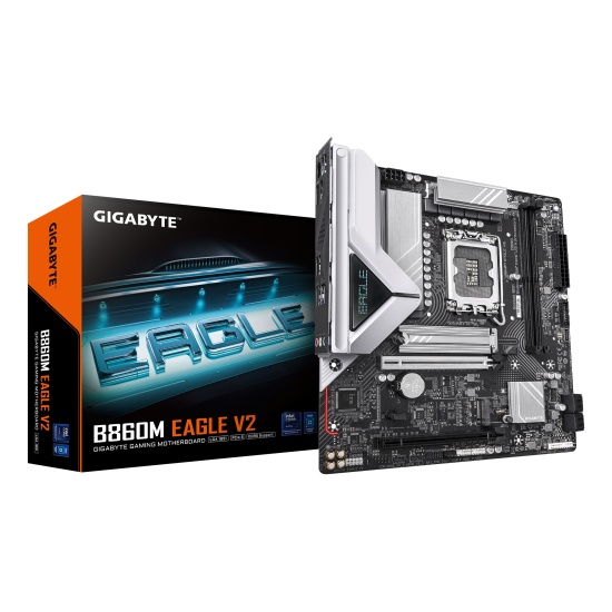 GIGABYTE B860M EAGLE V2 Motherboard - Intel Core Ultra Series CPUs, 6+1+2 Phases VRM, up to 9066MHz DDR5, 1xPCIe 5.0 + 1xPCIe 4.0 M.2, 2.5GbE LAN, USB 3.2 Gen 1 Image