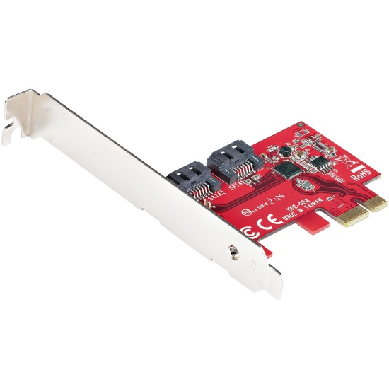 StarTech.com SATA PCIe Card - 2 Port PCIe SATA Expansion Card - 6Gbps - Full/Low Profile - PCI Express to SATA Adapter/Controller - ASM1061 Non-Raid - PCIe to SATA Converter Image