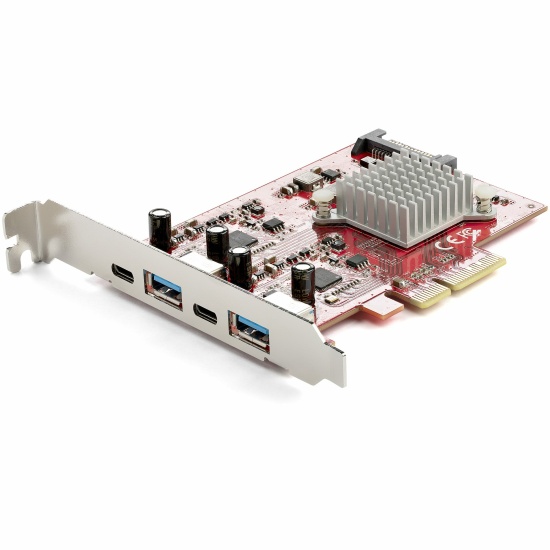 StarTech.com 4-Port USB PCIe Card - 10Gbps USB PCI Express Expansion Card w/ 2 Controllers - 2x USB-C & 2x USB-A ports (USB 3.2/3.1 Gen 2) - USB/USB-C PCI-e Card - Full Profile Image