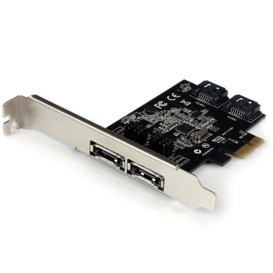 StarTech.com 2 Port PCI Express SATA 6 Gbps eSATA Controller Card - Dual Port PCIe SATA III Card - 2 Int/2 Ext Image