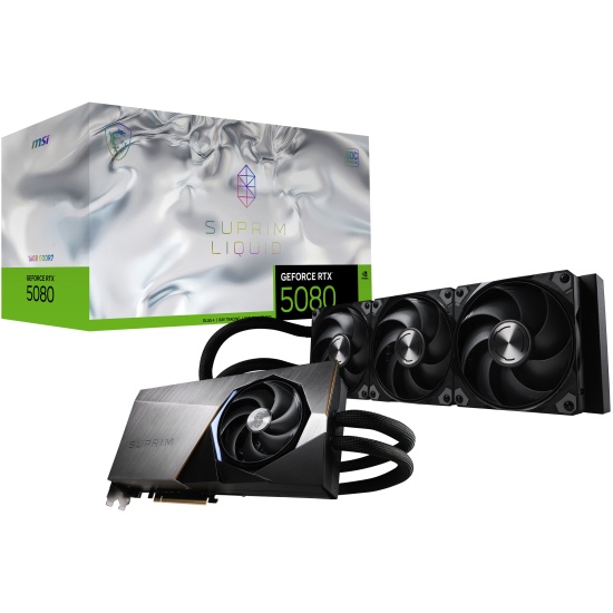 MSI SUPRIM GEFORCE RTX 5080 16G LIQUID SOC graphics card NVIDIA 16 GB GDDR7 Image