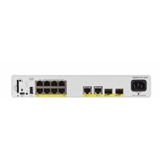 Cisco Catalyst C9200CX-8P-2X2G-A network switch Managed L2/L3 Gigabit Ethernet (10/100/1000) Power over Ethernet (PoE) Grey Image
