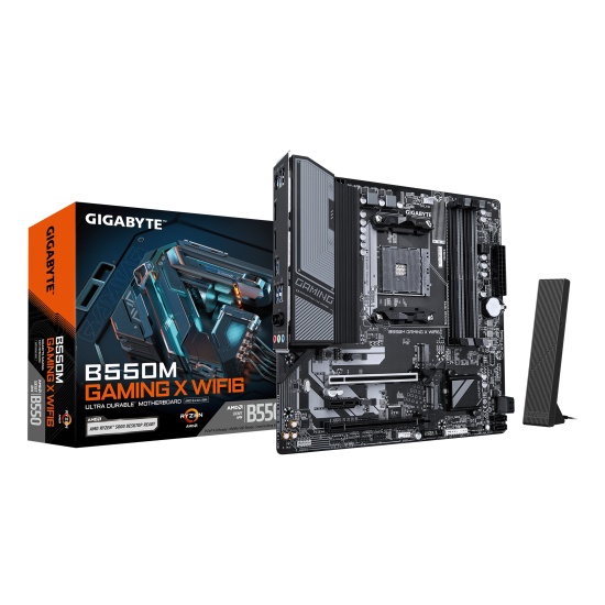 GIGABYTE B550M GAMING X WIFI6 Motherboard - AMD Ryzen 5000 CPUs, 5+3 Phases VRM, up to 3200MHz DDR4, 1xPCIe 4.0 + 1xPCIe 3.0 M.2, Wi-Fi 6, 1GbE LAN, USB 3.2 Gen 1 Image