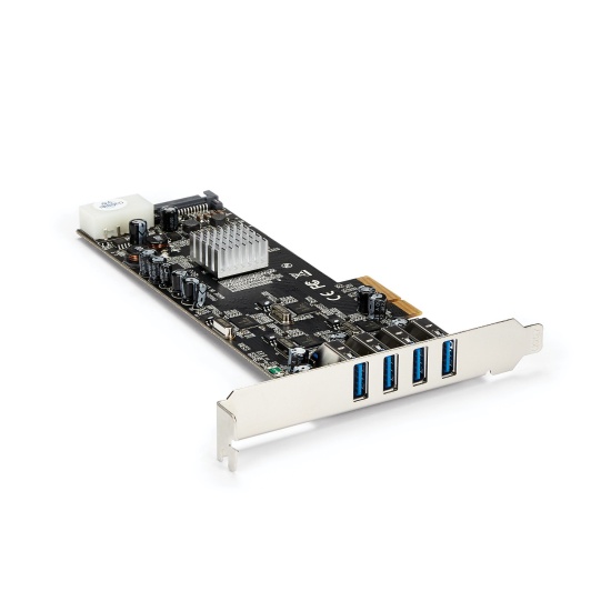 StarTech.com 4 Port USB 3.0 PCIe Card w/ 4 Dedicated 5Gbps Channels (USB 3.1 Gen 1) - UASP - SATA / LP4 Power - PCI Express Adapter Card Image