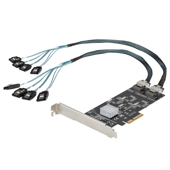 StarTech.com 8 Port SATA PCIe Card - PCI Express 6Gbps SATA Expansion Adapter Card with 4 Host Controllers - SATA PCIe Controller Card - PCI-e x4 Gen 2 to SATA III - SATA HDD/SSD Image