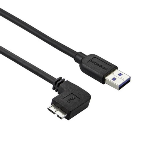 StarTech.com Slim Micro USB 3.0 Cable - M/M - Left-Angle Micro-USB - 0.5m (20in) Image