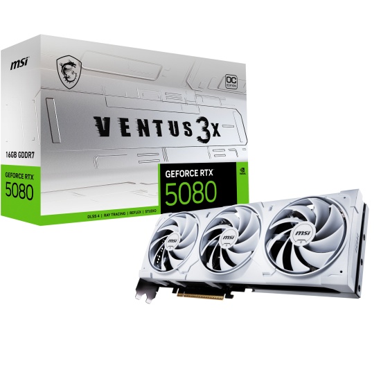 MSI VENTUS GEFORCE RTX 5080 16G 3X OC WHITE graphics card NVIDIA 16 GB GDDR7 Image