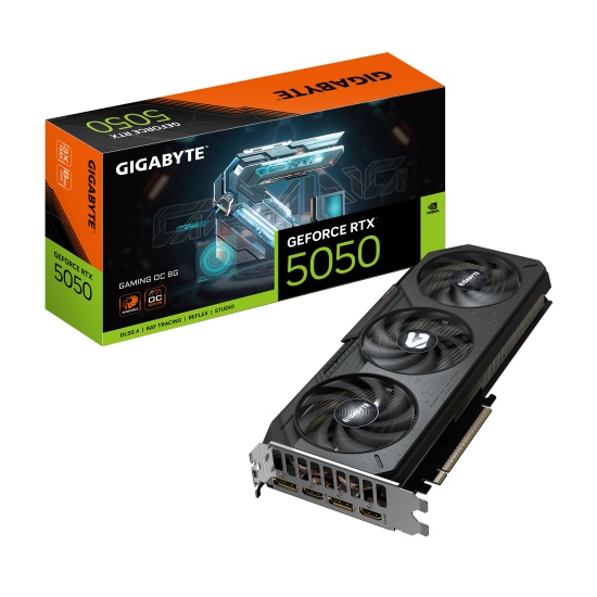 GIGABYTE GeForce RTX 5050 GAMING OC 8G Graphics Card - 8GB GDDR6, 128bit, PCI-E 5.0, 2632MHz Core Clock, 2 x DP, 2 x HDMI, NVIDIA DLSS 4, GV-N5050GAMING OC-8GD Image