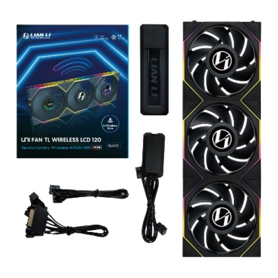 Lian Li 12TLLCD1W3B computer cooling system Computer case Fan 12 cm Black Image