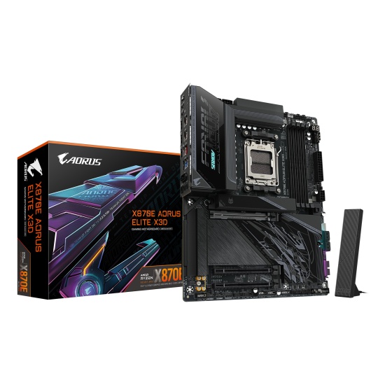 GIGABYTE X870E AORUS ELITE X3D Motherboard - Supports AMD Ryzen 9000 CPUs, 16+2+2 Phases Digital VRM, up to 9000Hz DDR5 (OC), 2xPCIe 5.0 + 2xPCIe 4.0, Wi-Fi 7, 5GbE LAN, USB 4 Image