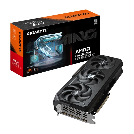 GIGABYTE Radeon RX 9070 XT GAMING 16G Graphics Card - 16GB GDDR6, 256bit, PCI-E 5.0, 2970 MHz Core Clock, 2 x DisplayPort 2.1a, 2 x HDMI 2.1b, GV-R9070XTGAMING-16GD Image
