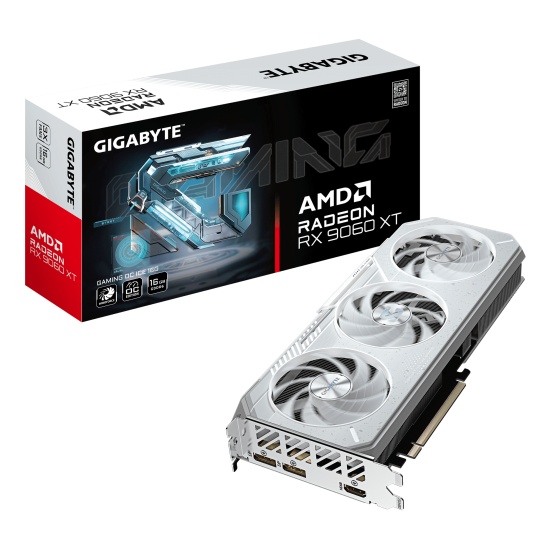 GIGABYTE GAMING Radeon RX 9060 XT OC ICE 16G Graphics Card - 16GB GDDR6, 256bit, PCI-E 5.0, 3320 MHz Core Clock, 2 x DisplayPort, 1 x HDMI, GV-R906XGAMINGOCICE-16GD Image