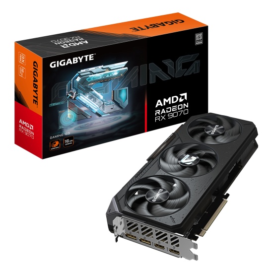 GIGABYTE Radeon RX 9070 GAMING 16GB Graphics Card - 16GB GDDR6, 256bit, PCI-E 5.0, 2520 MHz Core Clock, 2 x DisplayPort, 2 x HDMI, GV-R9070GAMING-16GD Image