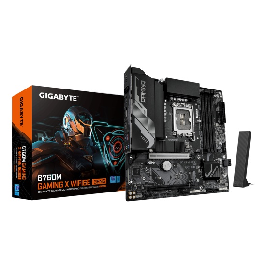 GIGABYTE B760M GAMING X WIFI6E GEN5 Motherboard - Supports 14th Gen. Intel Core CPUs, 8+1+1 phases VRM, up to 5600MHz DDR5, 2xPCIe 4.0 M.2, Wi-Fi 6E, 2.5 GbE LAN, USB 3.2 Gen 1 Image