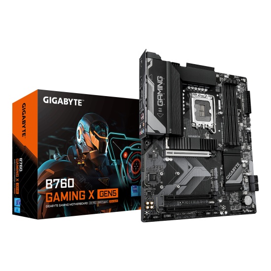 GIGABYTE B760 GAMING X GEN5 Motherboard - Supports 14th Gen. Intel Core CPUs, 8+1+1 phases VRM, up to 5600MHz DDR5, 3xPCIe 4.0 M.2, 2.5 GbE LAN, USB 3.2 Gen 2 Image
