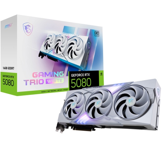 MSI GAMING GEFORCE RTX 5080 16G TRIO OC WHITE graphics card NVIDIA 16 GB GDDR7 Image