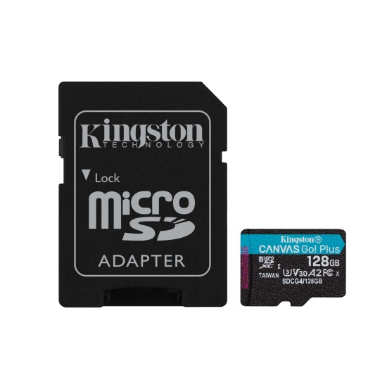 Kingston Technology 128GB microSDXC Canvas Go Plus Gen4 200MB/s A2 U3 V30 Card + Adapter Image