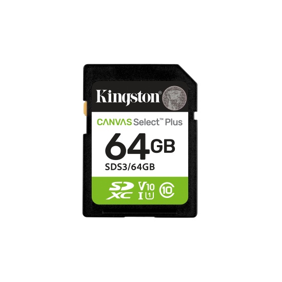 Kingston Technology 64GB SDXC Canvas Select Plus Gen3 100MB/s C10 UHS-I U1 V10 Image