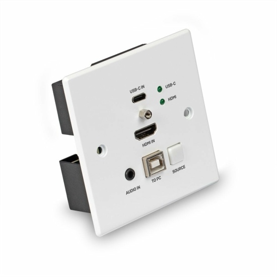 Lindy 150m Cat.6 HDMI 4K60 & Type C HDBaseT UK Wall Plate KVM Extender, Transmitter Image
