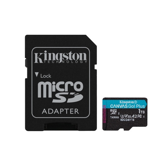 Kingston Technology 1TB microSDXC Canvas Go Plus Gen4 200MB/s A2 U3 V30 Card + Adapter Image