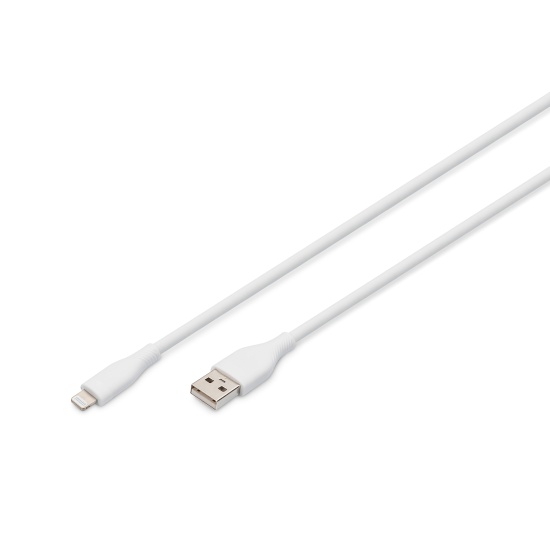 Digitus Lightning silicone connection cable, USB-A - Lightning 1m, white Image