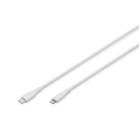 Digitus Lightning silicone connection cable, USB-C - Lightning, 0.5m, white Image