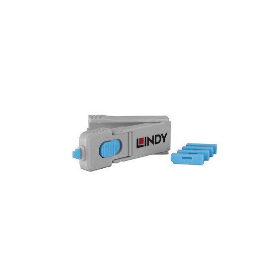 Lindy 40324 port blocker Port blocker + key DisplayPort Blue Acrylonitrile butadiene styrene (ABS) 5 pc(s) Image