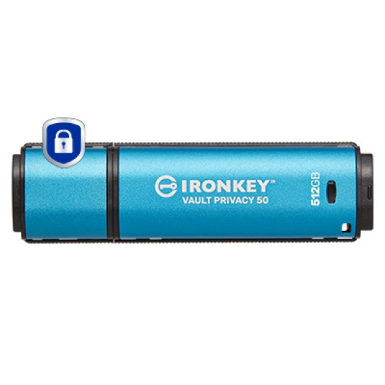 Kingston Technology IronKey 512GB Vault Privacy 50 AES-256 Encrypted, FIPS 197 Image