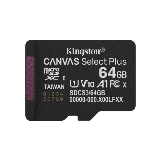 Kingston Technology 64GB micSDXC Canvas Select Plus Gen3 100R A1 Single Pack w/o ADP Image
