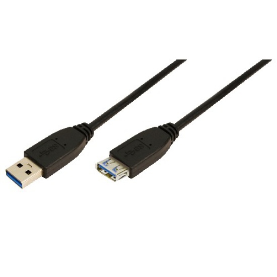 LogiLink 2m USB A - USB A 3.0 F/M USB cable USB 3.2 Gen 1 (3.1 Gen 1) Black Image