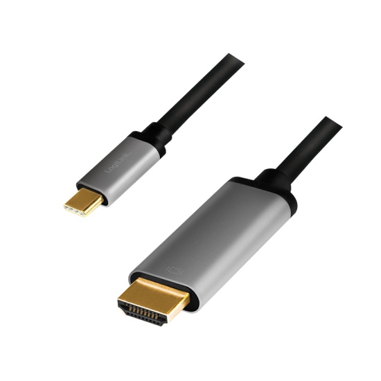 LogiLink CUA0101 cable gender changer USB 3.2 Gen1 Type-C HDMI-A Black, Grey Image