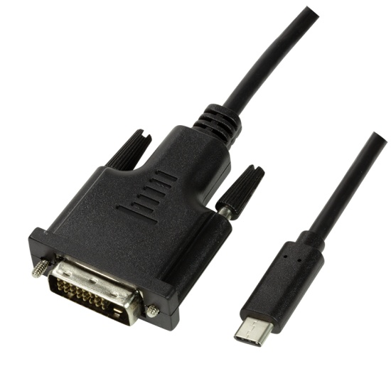LogiLink UA0332 video cable adapter 3 m USB Type-C DVI-D Black Image