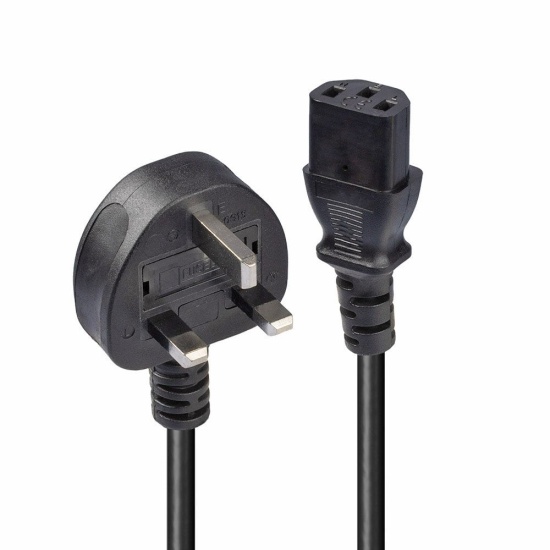 Lindy 0.7m UK 3 Pin Plug to IEC C13 mains power Cable, Black Image