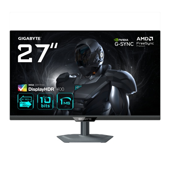 GIGABYTE G27U 27” 4K UHD Gaming Monitor - Dual Mode (4K 160Hz or FHD 320Hz), 3840 x 2160, 1ms, 350 cd/m², FreeSync Premium, DisplayHDR400, HDMI 2.1, Displayport 1.4 Image