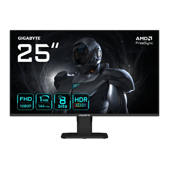 GIGABYTE GS25F14 25” FHD Gaming Monitor - 1920 x 1080, 144Hz, 1ms, 300 cd/m², Display HDR 10, HDMI 2.0, Displayport 1.2 Image