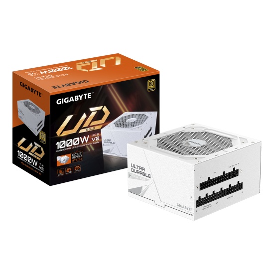 GIGABYTE UD1000GM PG5 V2 ICE Power Supply Unit- PCIe Gen 5.1, 80 PLUS Gold, Fully Modular Design, 120mm Fan, ATX 3.1 compatible, EU Plug Image