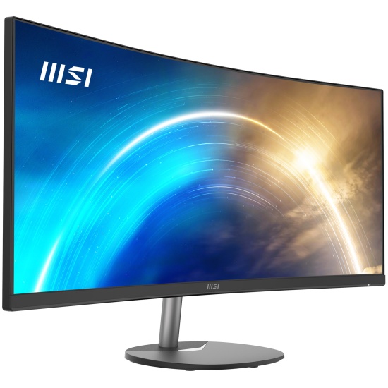 MSI Pro MP341CQ 34 Inch Curved Monitor, 1500R, UWQHD (3440 x 1440), 21:9, 100Hz, VA, 4ms, HDMI, VGA, Built-in Speakers, Anti-Glare, Anti-Flicker, Less Blue light, TÜV Certified, VESA, Kensington, Black Image