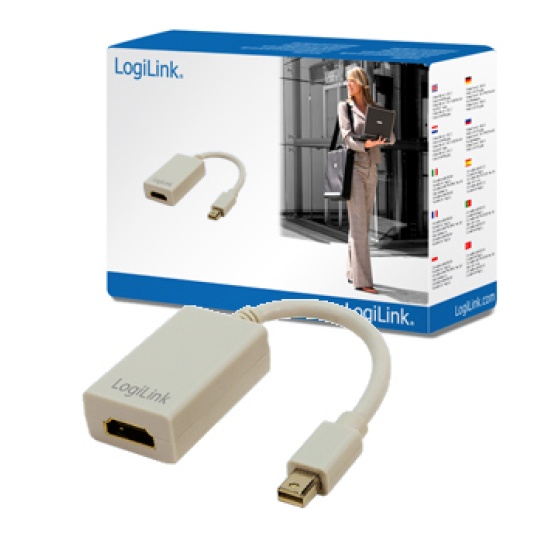 LogiLink Mini DisplayPort / HDMI Adapter 0.1 m HDMI Type A (Standard) Grey Image