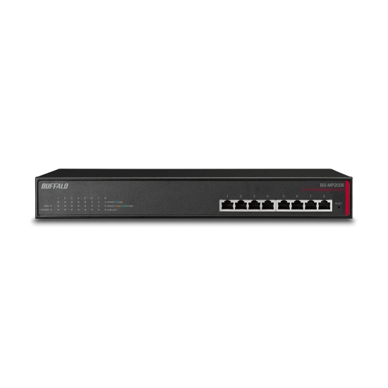 Buffalo BS-MP2008 network switch Managed L2 10G Ethernet (100/1000/10000) 19U Black Image