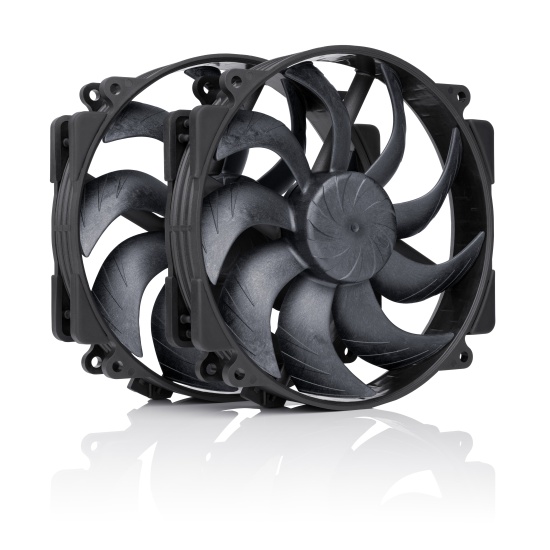 Noctua NF-A14x25r G2 PWM Sx2-PP chromax.black Next-gen black round 140mm dual fan set Image