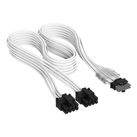 Corsair Elite Premium Individually Sleeved, 2x 8-Pin to PCIe 12V-2x6 600W Cable, Type 4 - White Image