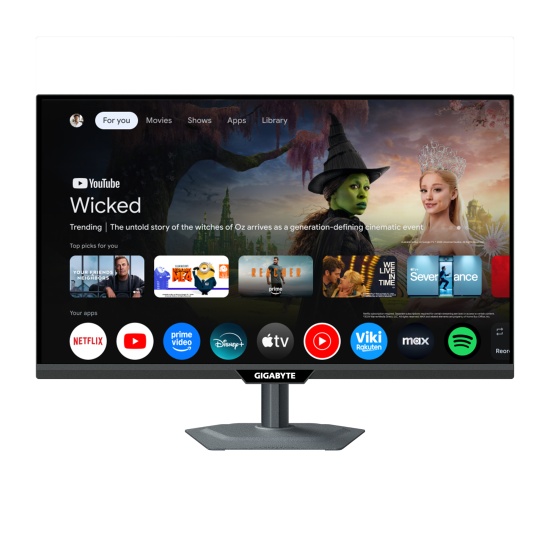 GIGABYTE M27QS 27” 2K QHD Smart Monitor- Google TV, Wireless Display, 2560 x 1440, 180Hz, 1ms, 350 cd/m², FreeSync, Display HDR400, HDMI 2.0, Displayport 1.4 Image