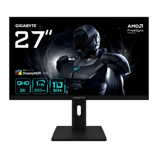GIGABYTE G27Q3 27” 2K QHD Gaming Monitor - 2560 x 1440, 320Hz, 1ms, 350 cd/m², FreeSync Premium, Display HDR400, HDMI 2.0, Displayport 1.4 Image