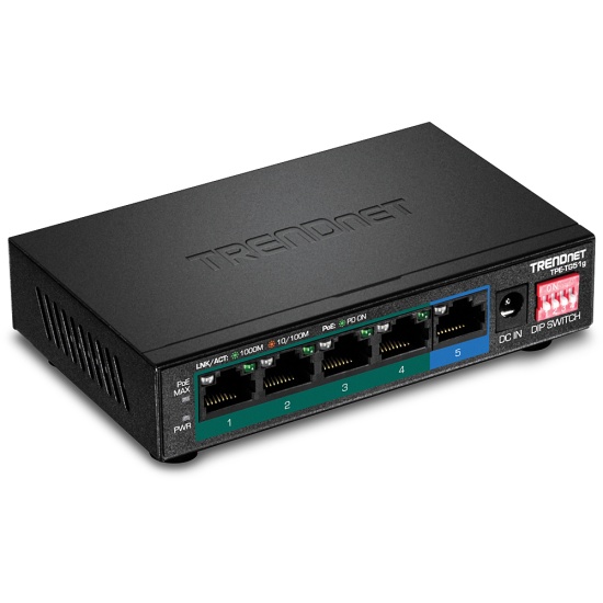 Trendnet TPE-TG51G network switch Gigabit Ethernet (10/100/1000) Power over Ethernet (PoE) Black Image