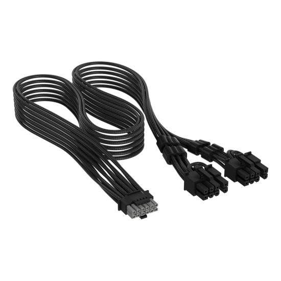 Corsair Elite Premium Individually Sleeved, PCIe 12V-2x6 to 2x 8-pin (6+2 split) PCIe Cable - Black Image